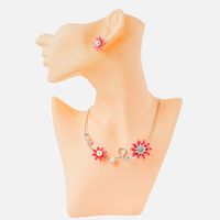 Elegant Sweet Flower Copper Spray Paint Inlay Artificial Pearls Rhinestones Glass Platinum Plated Earrings Necklace main image 1