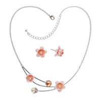 Princess Sweet Flower Copper Spray Paint Artificial Pearls Zircon Platinum Plated Earrings Necklace main image 6
