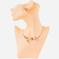 Princess Sweet Flower Copper Spray Paint Artificial Pearls Zircon Platinum Plated Earrings Necklace main image 1
