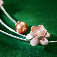 Princess Sweet Flower Copper Spray Paint Artificial Pearls Zircon Platinum Plated Earrings Necklace main image 3