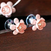 Princess Sweet Flower Copper Spray Paint Artificial Pearls Zircon Platinum Plated Earrings Necklace main image 4