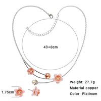 Princess Sweet Flower Copper Spray Paint Artificial Pearls Zircon Platinum Plated Earrings Necklace sku image 1