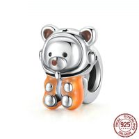 Cute Cartoon Astronaut Sterling Silver Plating Inlay Artificial Gemstones Charms Jewelry Accessories main image 3