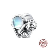 Cute Cartoon Astronaut Sterling Silver Plating Inlay Artificial Gemstones Charms Jewelry Accessories sku image 2