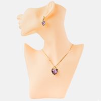 Elegant Luxurious Heart Shape Copper Plating Inlay Glass Zircon 18k Gold Plated Earrings Necklace main image 1