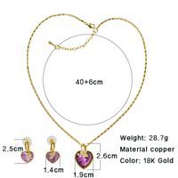 Elegant Luxurious Heart Shape Copper Plating Inlay Glass Zircon 18k Gold Plated Earrings Necklace main image 2