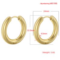 1 Paar Lässig Einfacher Stil Runden Überzug Kupfer 18 Karat Vergoldet Reif Ohrringe sku image 3