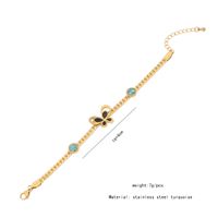 Acier Inoxydable Plaqué Or 18K Style Simple Placage Papillon Turquoise Bracelets Des Boucles D'Oreilles Collier main image 3