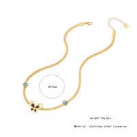 Stainless Steel 18K Gold Plated Simple Style Plating Butterfly Turquoise Bracelets Earrings Necklace sku image 3