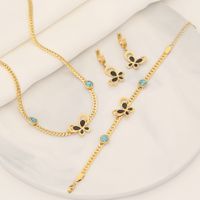 Stainless Steel 18K Gold Plated Simple Style Plating Butterfly Turquoise Bracelets Earrings Necklace main image 1