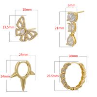 1 Pair Casual Simple Style Round Butterfly Plating Inlay Copper Zircon 18k Gold Plated Drop Earrings Ear Studs main image 2