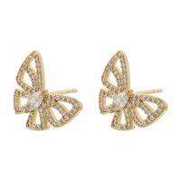 1 Pair Casual Simple Style Round Butterfly Plating Inlay Copper Zircon 18k Gold Plated Drop Earrings Ear Studs main image 6