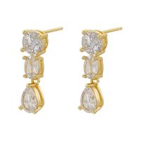 1 Pair Casual Simple Style Round Butterfly Plating Inlay Copper Zircon 18k Gold Plated Drop Earrings Ear Studs sku image 1