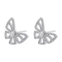 1 Pair Casual Simple Style Round Butterfly Plating Inlay Copper Zircon 18k Gold Plated Drop Earrings Ear Studs sku image 6