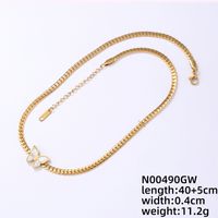 Simple Style Butterfly Stainless Steel Titanium Steel Plating Inlay Shell Gold Plated Jewelry Set sku image 2