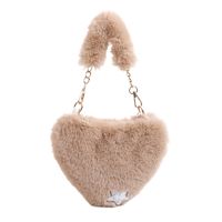 Women's Fur Solid Color Streetwear Sewing Thread Heart-shaped Zipper Shoulder Bag sku image 1