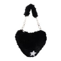 Women's Fur Solid Color Streetwear Sewing Thread Heart-shaped Zipper Shoulder Bag sku image 5