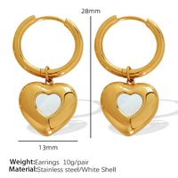 Elegant Formal Simple Style Heart Shape Titanium Steel Plating Inlay Shell 18k Gold Plated Earrings Necklace main image 3