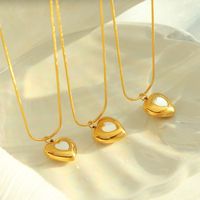Elegant Formal Simple Style Heart Shape Titanium Steel Plating Inlay Shell 18k Gold Plated Earrings Necklace main image 7
