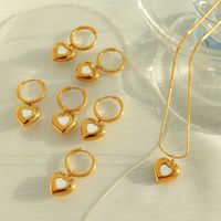 Elegant Formal Simple Style Heart Shape Titanium Steel Plating Inlay Shell 18k Gold Plated Earrings Necklace main image 4