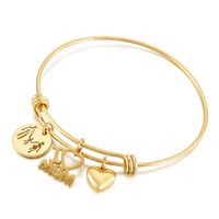 Simple Style Cartoon Character Letter Heart Shape Titanium Steel 18K Gold Plated Bangle In Bulk main image 7