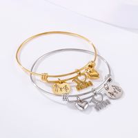 Simple Style Cartoon Character Letter Heart Shape Titanium Steel 18K Gold Plated Bangle In Bulk main image 8