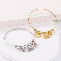 Simple Style Cartoon Character Letter Heart Shape Titanium Steel 18K Gold Plated Bangle In Bulk main image 3