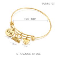 Simple Style Cartoon Character Letter Heart Shape Titanium Steel 18K Gold Plated Bangle In Bulk main image 2