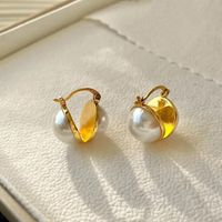 1 Pair Elegant Heart Shape Plating Inlay Copper Artificial Pearls 18k Gold Plated White Gold Plated Earrings main image 6