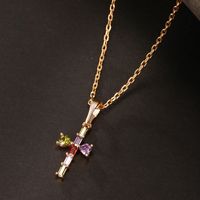 Simple Style Commute Cross Copper Alloy Plating Inlay Artificial Gemstones 18k Gold Plated Women's Pendant Necklace main image 3