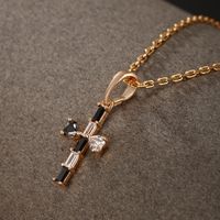 Simple Style Commute Cross Copper Alloy Plating Inlay Artificial Gemstones 18k Gold Plated Women's Pendant Necklace main image 7
