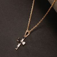 Simple Style Commute Cross Copper Alloy Plating Inlay Artificial Gemstones 18k Gold Plated Women's Pendant Necklace main image 6