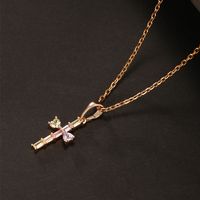Simple Style Commute Cross Copper Alloy Plating Inlay Artificial Gemstones 18k Gold Plated Women's Pendant Necklace main image 9