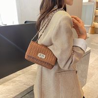 Women's Pu Solid Color Vintage Style Classic Style Sewing Thread Chain Square Flip Cover Shoulder Bag main image 2