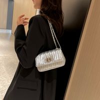 Women's Pu Solid Color Vintage Style Classic Style Sewing Thread Chain Square Flip Cover Shoulder Bag sku image 3