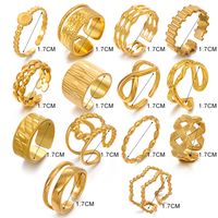 304 Stainless Steel 18K Gold Plated Simple Style Plating Geometric Rings main image 2