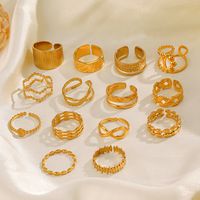 304 Stainless Steel 18K Gold Plated Simple Style Plating Geometric Rings main image 4