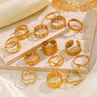 304 Stainless Steel 18K Gold Plated Simple Style Plating Geometric Rings main image 3