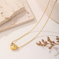 Acero Titanio Chapados en oro de 18k Estilo Simple Embutido Llevar Número Forma De Corazón Circón Collar Colgante main image 6