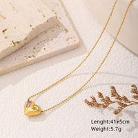 Acero Titanio Chapados en oro de 18k Estilo Simple Embutido Llevar Número Forma De Corazón Circón Collar Colgante sku image 4