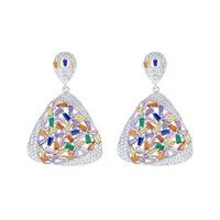 1 Pair Casual Shiny Triangle Water Droplets Inlay Copper Zircon White Gold Plated Drop Earrings main image 6