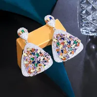 1 Pair Casual Shiny Triangle Water Droplets Inlay Copper Zircon White Gold Plated Drop Earrings main image 3