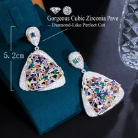 1 Pair Casual Shiny Triangle Water Droplets Inlay Copper Zircon White Gold Plated Drop Earrings main image 2