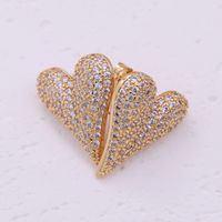 1 Pair Sweet Shiny Heart Shape Plating Inlay Copper Zircon 18K Gold Plated Ear Studs main image 6