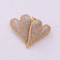 1 Par Dulce Brillante Forma De Corazón Enchapado Embutido Cobre Circón Chapados en oro de 18k Pendientes sku image 1