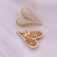 1 Pair Sweet Shiny Heart Shape Plating Inlay Copper Zircon 18K Gold Plated Ear Studs main image 3