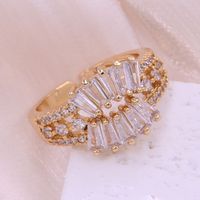 Copper 18K Gold Plated Elegant Lady Modern Style Plating Inlay Geometric Zircon Open Rings main image 4