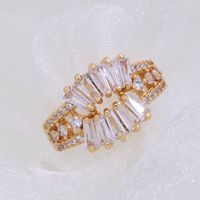 Copper 18K Gold Plated Elegant Lady Modern Style Plating Inlay Geometric Zircon Open Rings main image 5