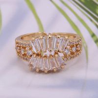 Copper 18K Gold Plated Elegant Lady Modern Style Plating Inlay Geometric Zircon Open Rings main image 1