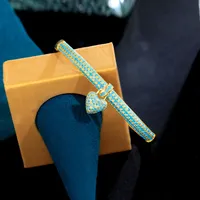 Le Cuivre Plaqué Or K Décontractée Élégant Incruster Forme De Cœur Turquoise Bracelet main image 4